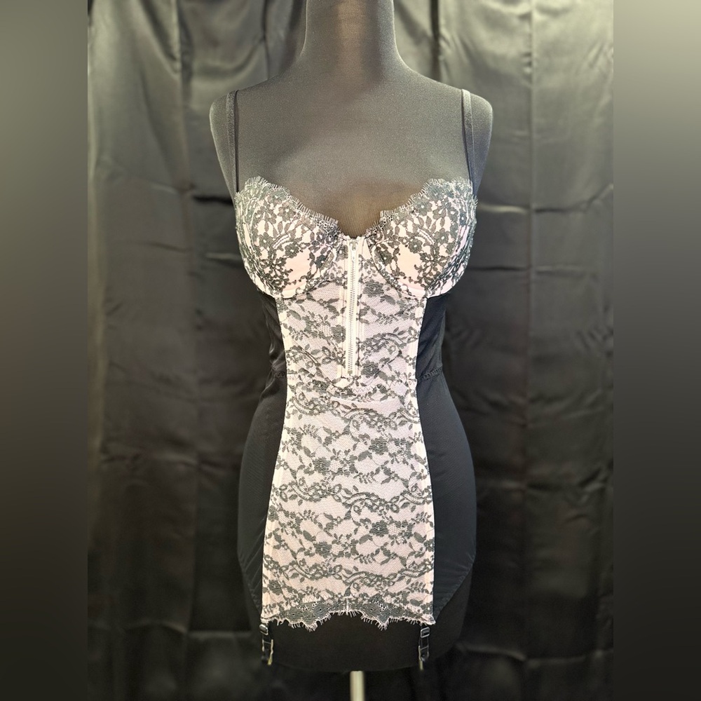 Victoria's Secret Black and Cream Lace Chemise